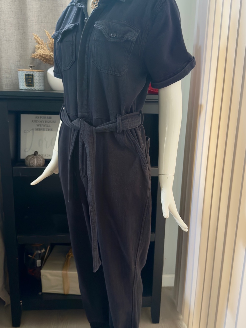 Good American Black Short-Sleeve Tie-Waist Jumpsuit - Picture 11 of 14